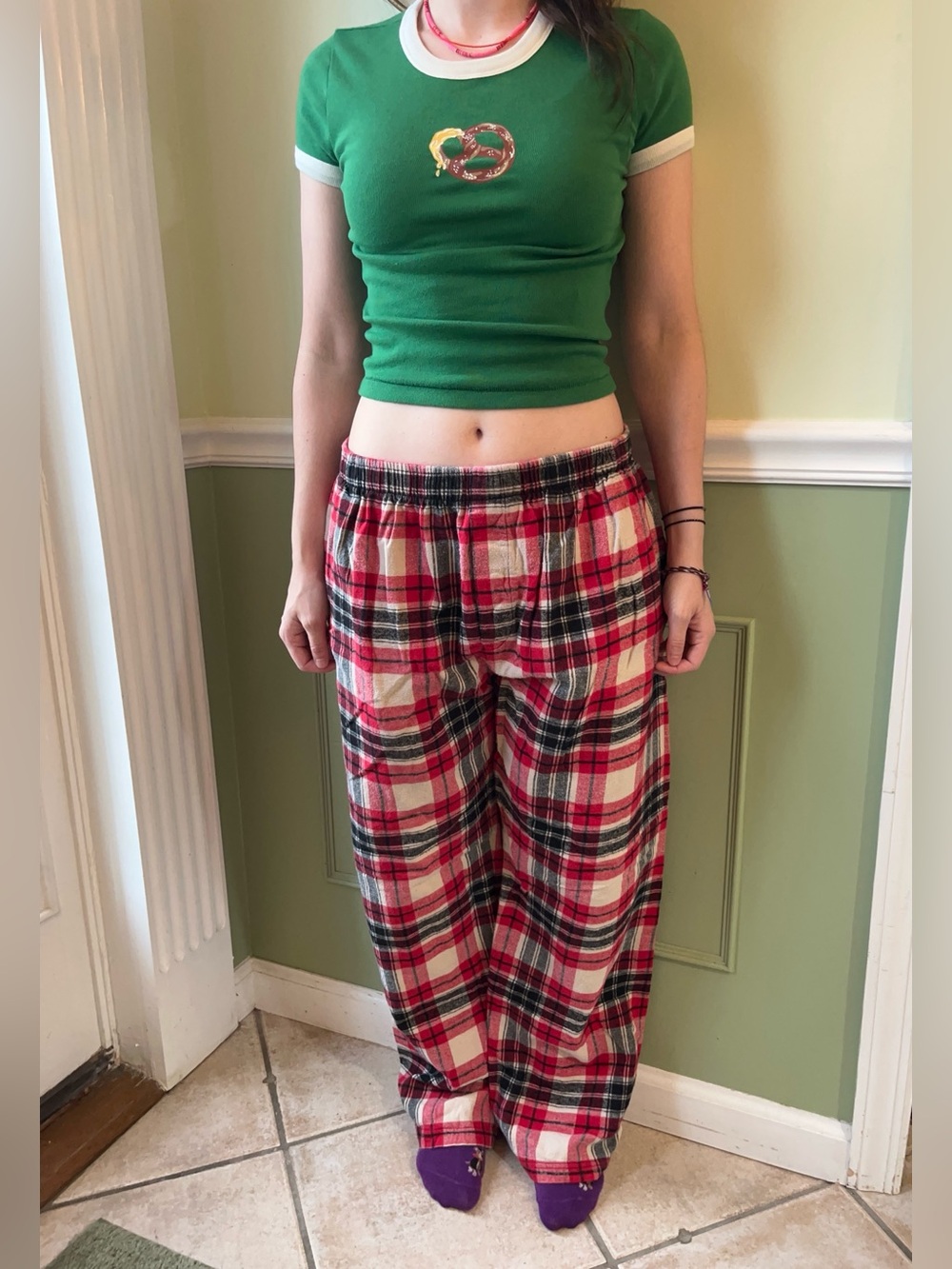 Flannel red plaid pants